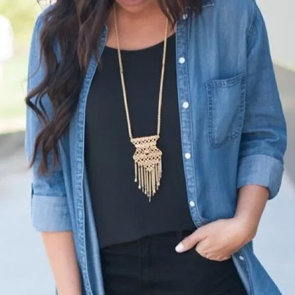 💜 Stella & Dot Alila Lace Necklace and Earring Set of 2 - Picture 5 of 13